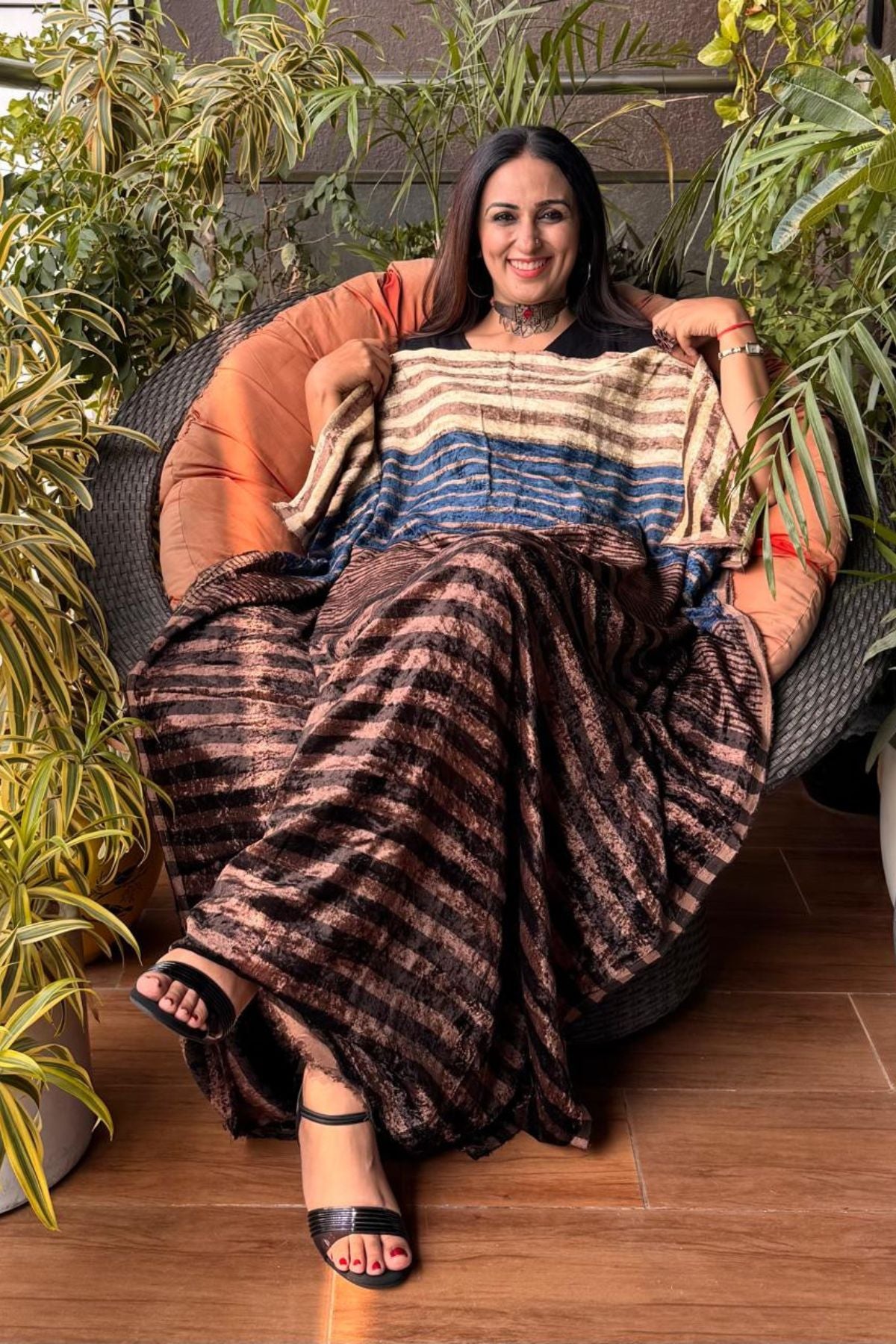 Ajrakh art on velvet (kurta only)